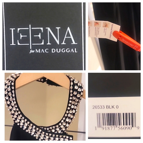 MacDuggal Elegant Long Bkack Flowy Rhinestoned Dress, Sz 0 - Picture 16 of 16